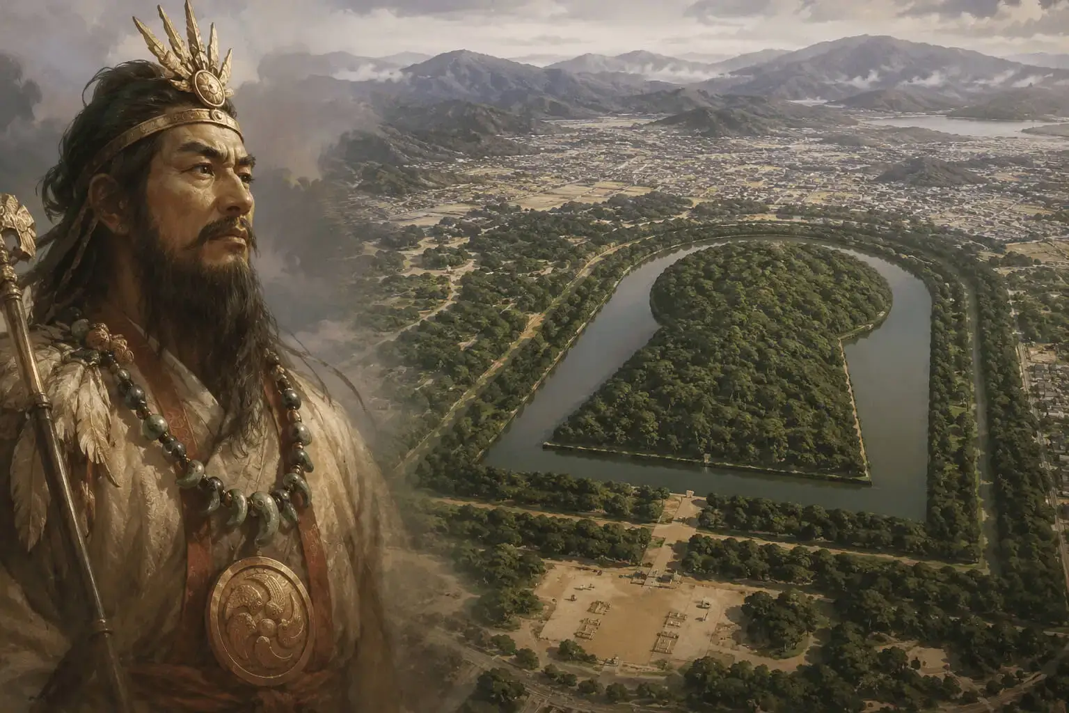 日本の初代天皇とされる神武天皇の肖像画