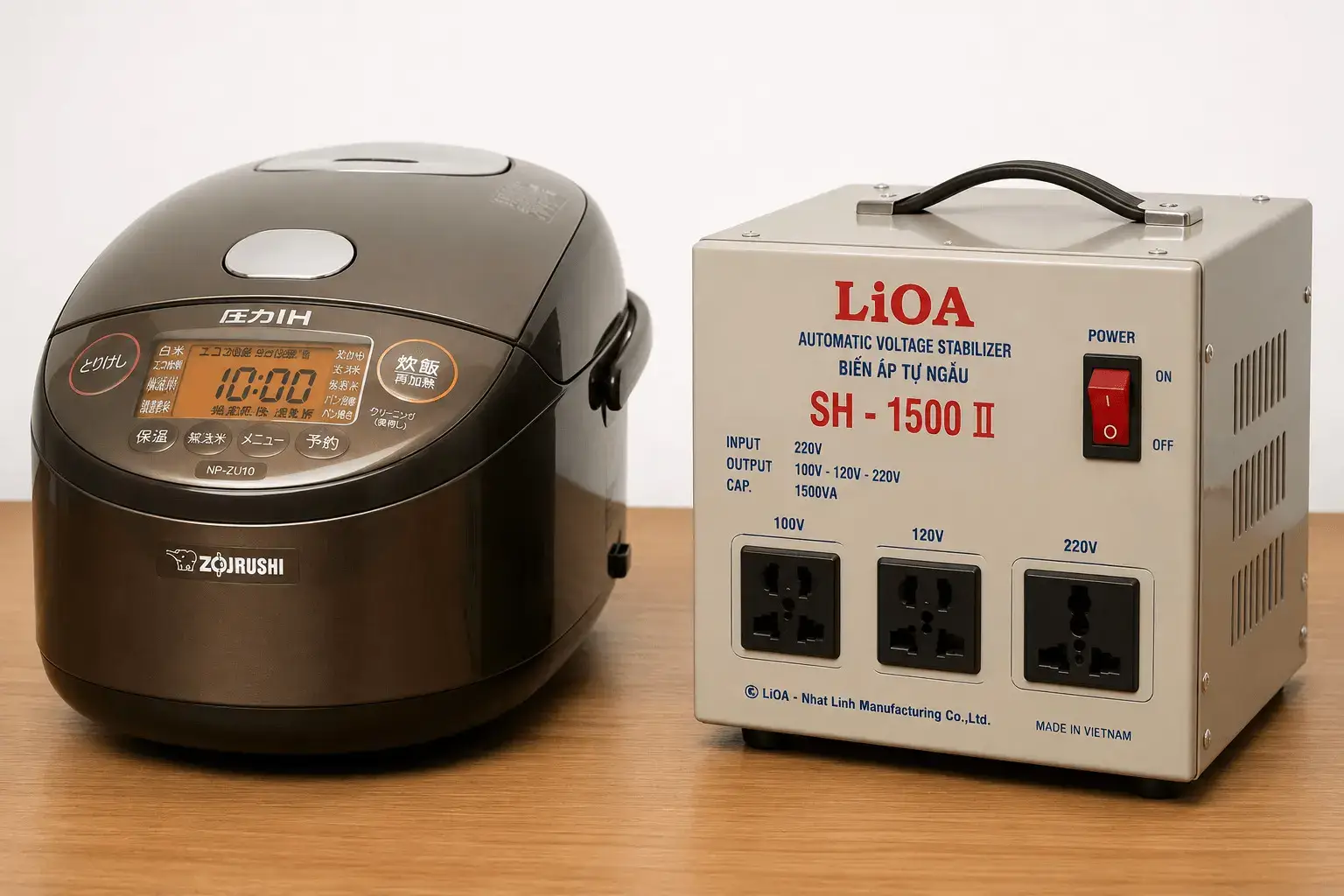Sử dụng cục biến áp đổi nguồn để chạy thiết bị điện 110V nội địa trên lưới điện 220V.