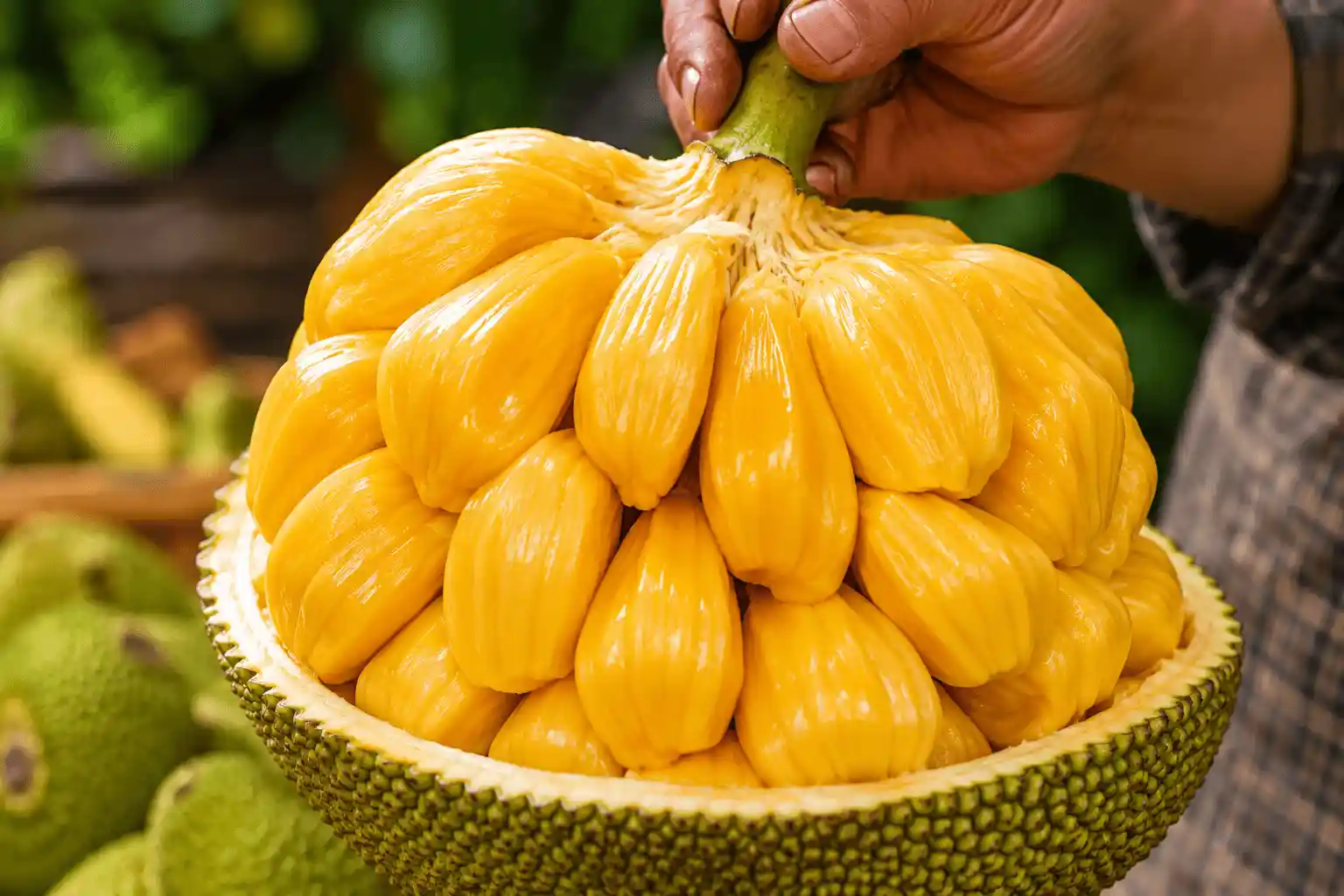 Trái mít tố nữ Long Khánh chín cây thơm nức tiếng khi bóc vỏ nguyên chùm múi vàng óng